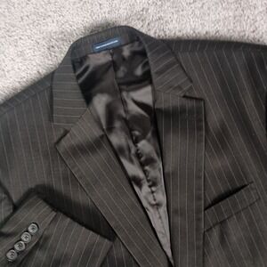 Stafford Essentials 48R 38x32 Brown Grey Pinstripe Mens Suit